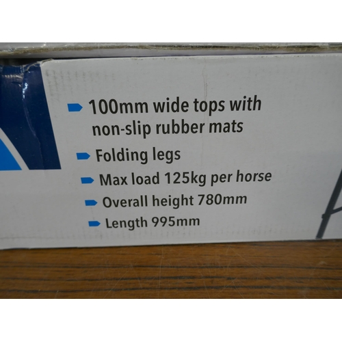 5180 - A box of Silverline metal saw horse twin pack and a Home-com metal saw horse twin pack  *This lot is... 