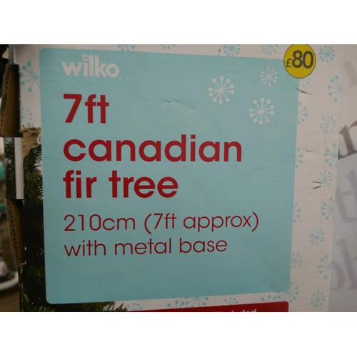 5182 - A Wilko 7ft Canadian fir Christmas tree with metal base