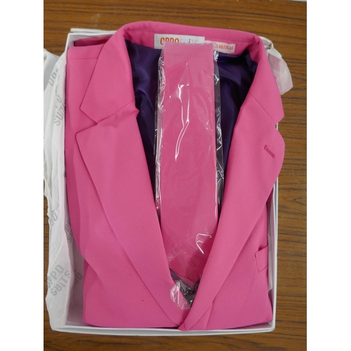 5191 - A pink Teddy Boy jacket, tie and two pairs of braces