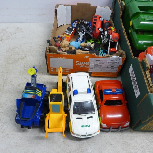 5044 - A large collection of assorted toy cars and action figures