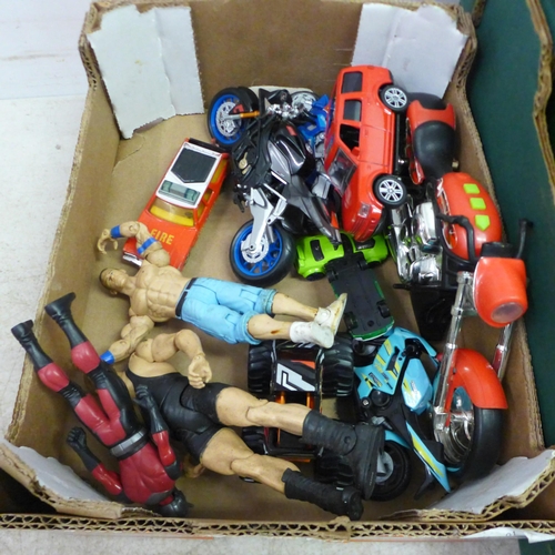 5044 - A large collection of assorted toy cars and action figures