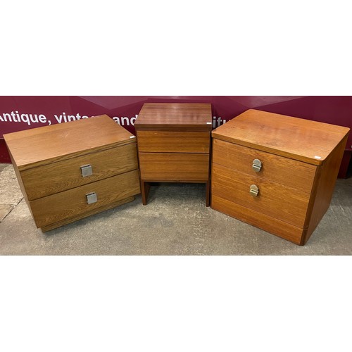 73 - A Stag Cantata teak bedside chest, an afromosia bedside chest and one other