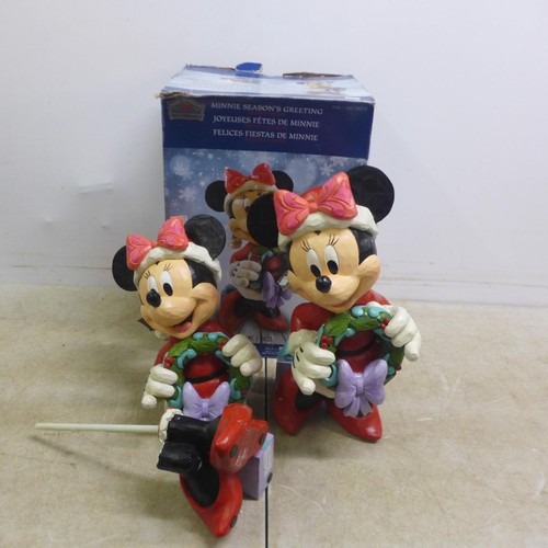 5048G - Two Disney Minnie season's greetings statues, one with box (Damaged)