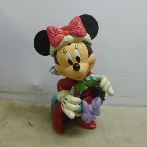 5048G - Two Disney Minnie season's greetings statues, one with box (Damaged)