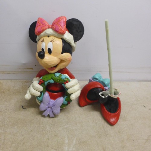 5048G - Two Disney Minnie season's greetings statues, one with box (Damaged)