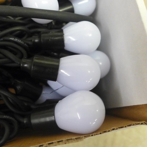 5048H - A quantity of Ice White LED large bulb string lights in box