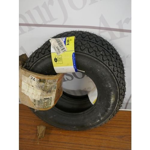 5198 - A Street-Wize wheel clamp, a Safe and Secure wheel clamp with keys and a pair of unused Michelin 3.5... 