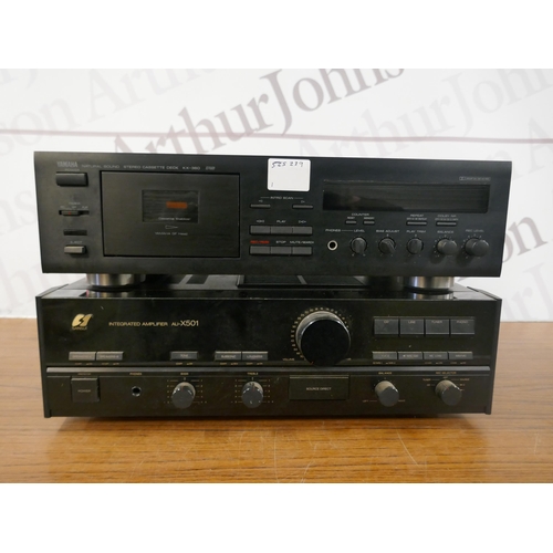 5083 - A Yamaha KX-360 Natural Sound Stereo cassette deck and a Sansui AU-X501 integrated amplifier