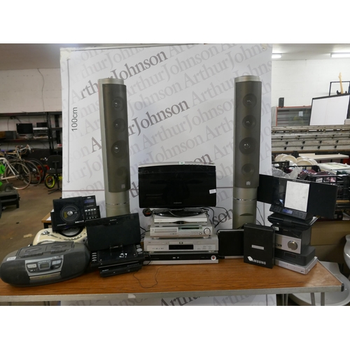 5090 - Miscellaneous electrical DVD amps, sound bar, speakers, CD players, satellite dishes (Sony brands ha... 