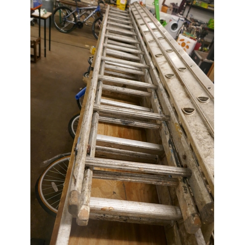 5241 - 2 metal step ladders - a double 14 rung and a double 13 rung