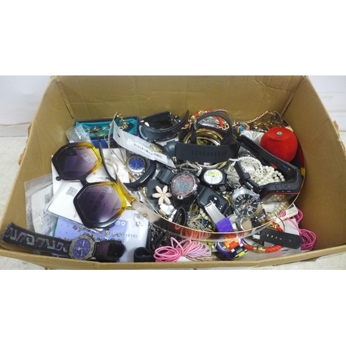 5066 - A quantity of assorted costume jewellery and wristwatches