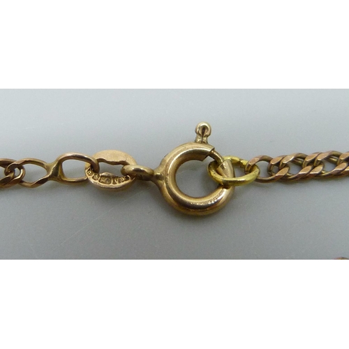 7021 - A 9ct gold bracelet, 2g, 16.5cm