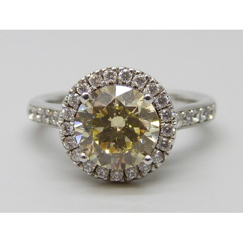 7031 - A 925 silver yellow Swarovski cubic zirconia ring, 4.4g, M