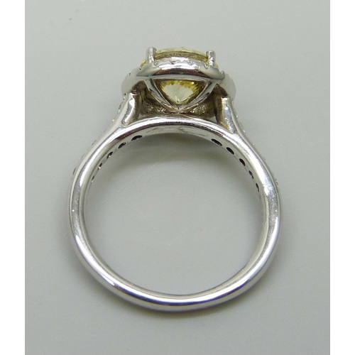 7031 - A 925 silver yellow Swarovski cubic zirconia ring, 4.4g, M