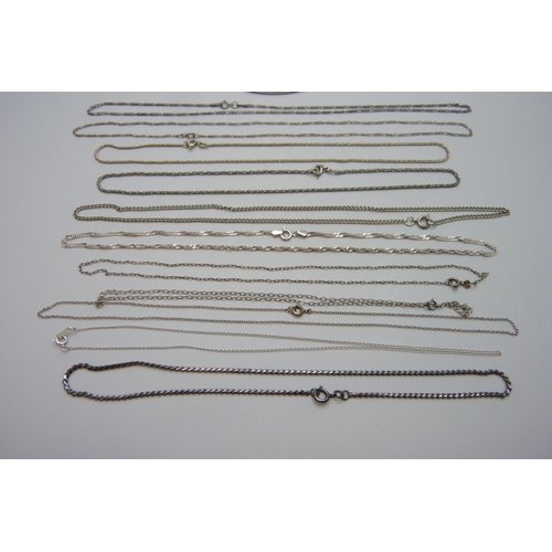 7082 - A collection of silver chains, 47g