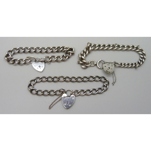 7093 - Three silver bracelets, 75g