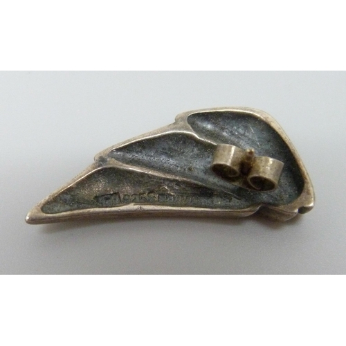 7139 - A pair of Danish 925 silver 'winged' earrings by Hans Hanssen, circa 1950