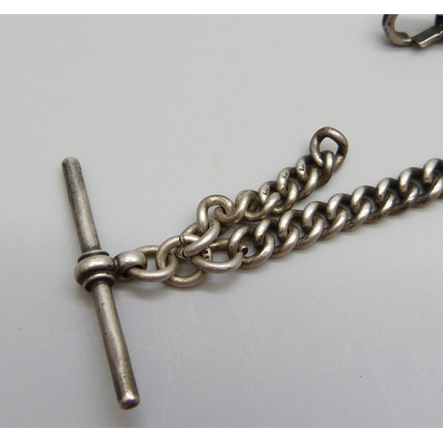 7172 - A silver Albert chain, each graduated link marked, 44g, 31cm