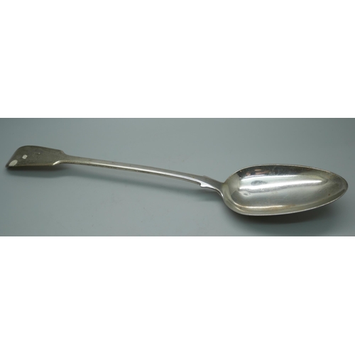 7337 - A large William IV silver basting spoon, London 1831, Benjamin Davis, 126g, 30cm