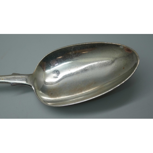 7337 - A large William IV silver basting spoon, London 1831, Benjamin Davis, 126g, 30cm