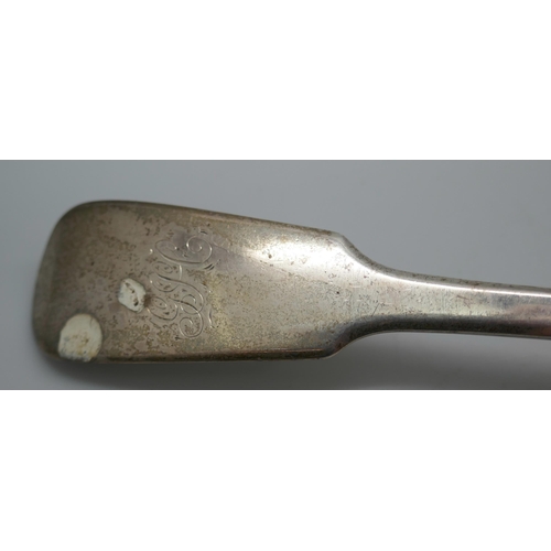 7337 - A large William IV silver basting spoon, London 1831, Benjamin Davis, 126g, 30cm