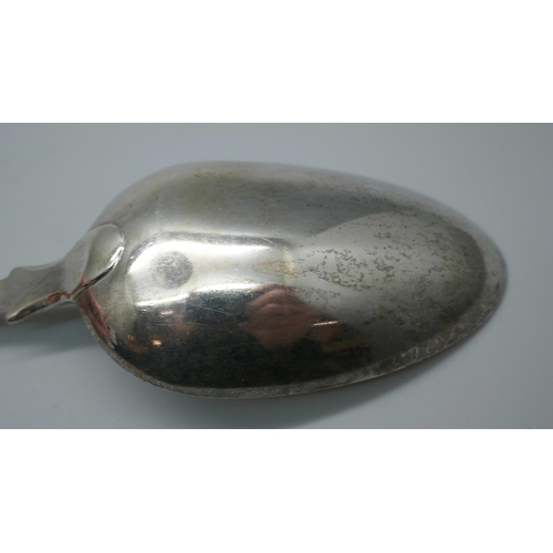 7337 - A large William IV silver basting spoon, London 1831, Benjamin Davis, 126g, 30cm