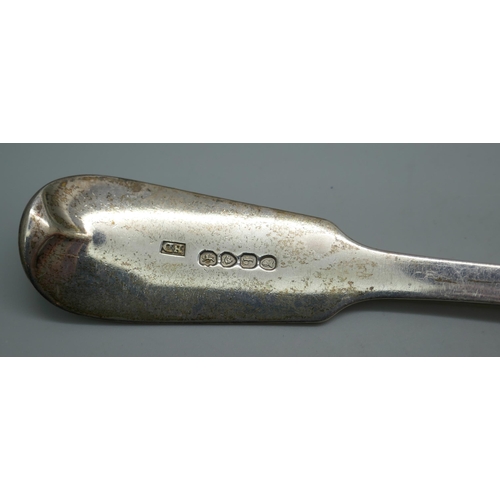 7337 - A large William IV silver basting spoon, London 1831, Benjamin Davis, 126g, 30cm