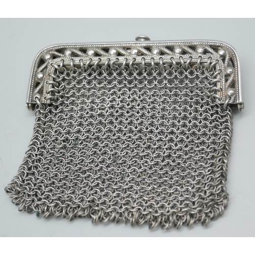 7346 - A George III silver misers purse, J. Wilmore, Birmingham 1811, 30g, 6cm wide