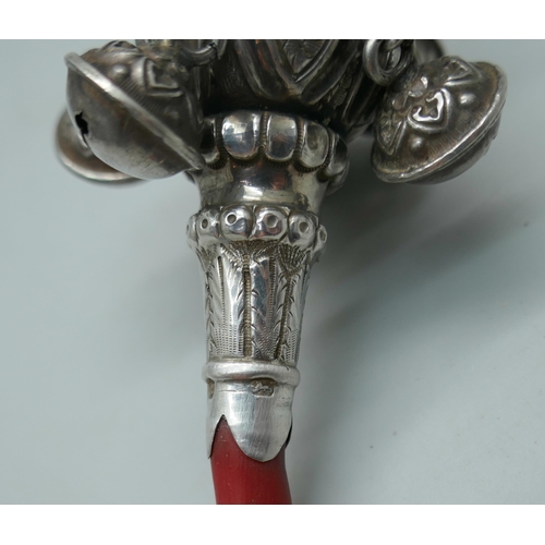 7356 - A Victorian silver rattle, Birmingham 1875