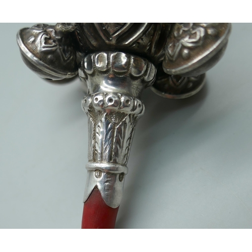 7356 - A Victorian silver rattle, Birmingham 1875