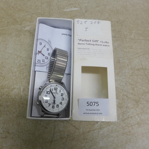 5075 - A boxed Smart Life smartwatch and a Vilosa talking alarm watch