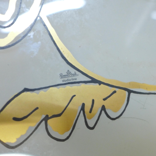 2005 - An Andy Warhol painted glass dish by Rosenthal Studio-Line, a/f chip to two corners, 29.5cm