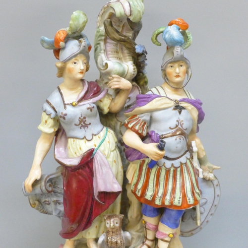 2009 - A German porcelain figural candlestick, a/f