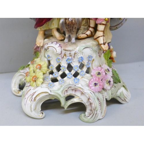 2009 - A German porcelain figural candlestick, a/f