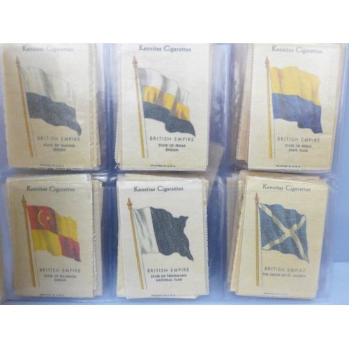 2012 - Tobacco cigarette cards; J Wix & Sons, Kensitas British Empire Flags in original transparent sleeves... 