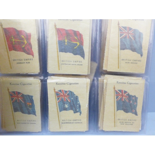 2012 - Tobacco cigarette cards; J Wix & Sons, Kensitas British Empire Flags in original transparent sleeves... 