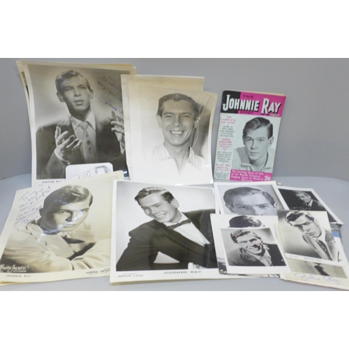 2019 - A collection of Johnny Ray photographs, two signed and The Johnnie Ray Story publication