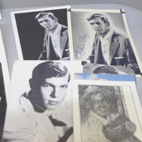 2019 - A collection of Johnny Ray photographs, two signed and The Johnnie Ray Story publication