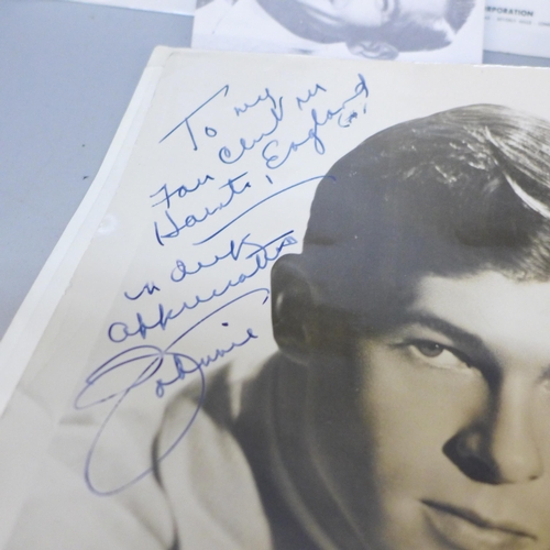 2019 - A collection of Johnny Ray photographs, two signed and The Johnnie Ray Story publication