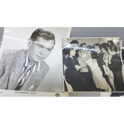 2019 - A collection of Johnny Ray photographs, two signed and The Johnnie Ray Story publication