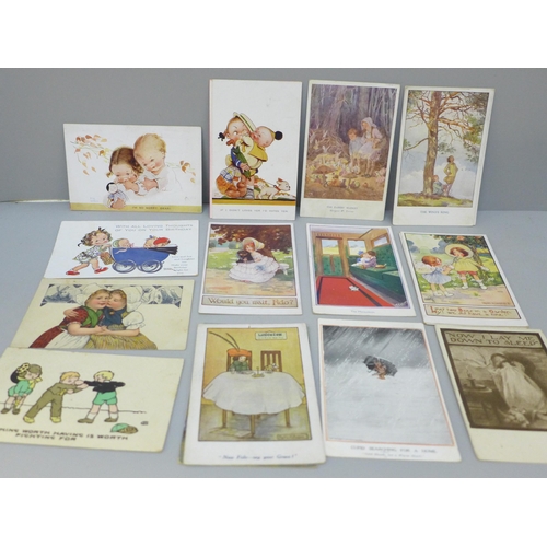 2021 - 32 child related postcards, Mabel Lucie Attwell, Margaret Tarrant, etc.