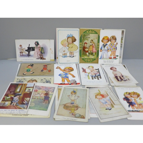 2021 - 32 child related postcards, Mabel Lucie Attwell, Margaret Tarrant, etc.