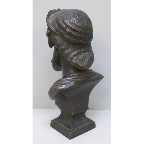 2024 - A small bronze bust of Jupiter, 17.5cm