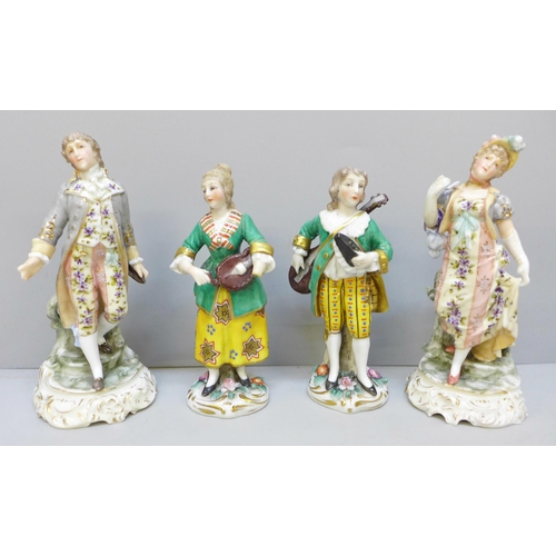 2026 - Two pairs of continental figures, one pair with gold anchor mark, female musician a/f