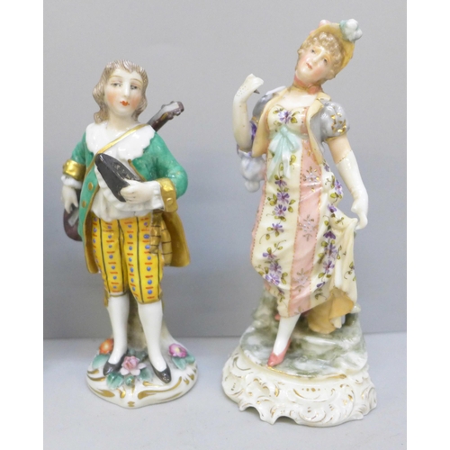 2026 - Two pairs of continental figures, one pair with gold anchor mark, female musician a/f