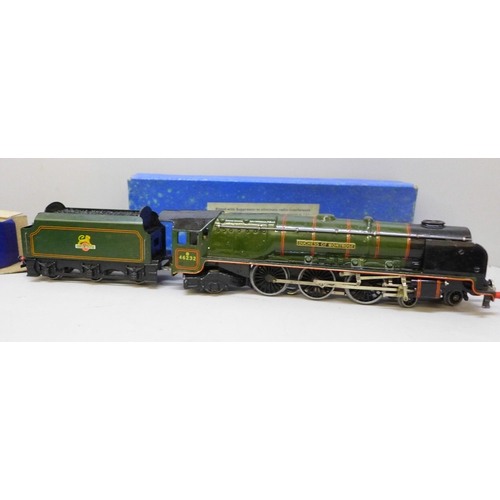 2028 - A Hornby OO gauge Duchess of Montrose locomotive, plus tender, horse box, high capacity wagon and si... 