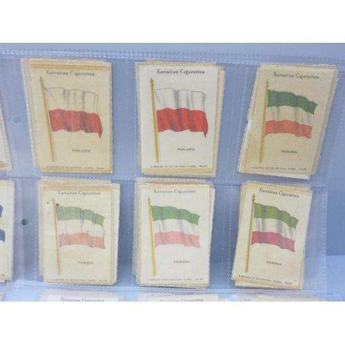 2031 - Tobacco cigarette cards; J Wix & Sons, Kensitas National Flags in original transparent sleeves, 120,... 