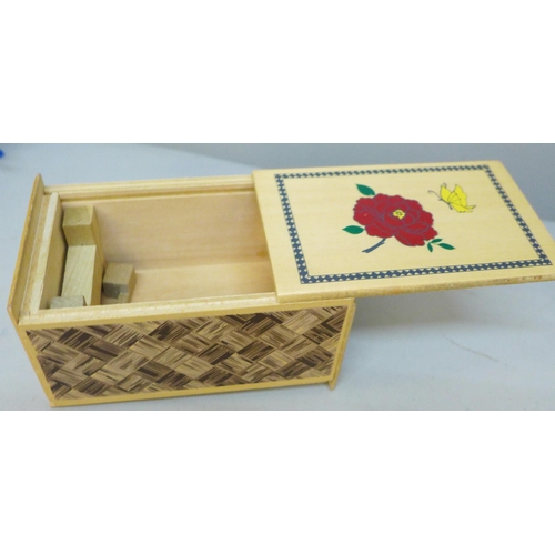 2032 - A Japanese wooden puzzle box and 