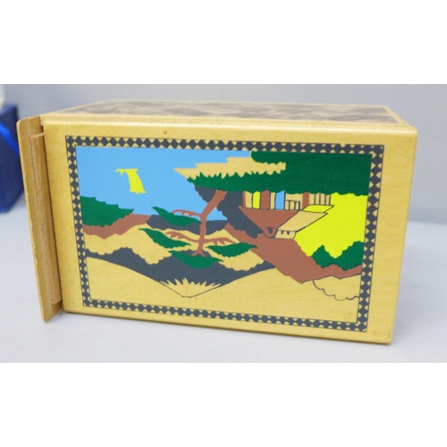 2032 - A Japanese wooden puzzle box and 