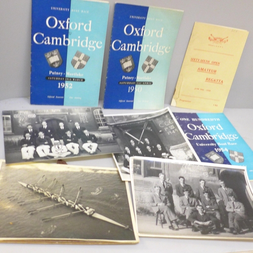 2033 - Rowing interest; Oxford v Cambridge programmes, 1950, 1952, and 1954, one other programme plus black... 